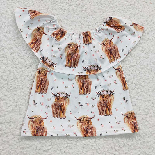 GT0147 Baby Girl Western Cow Floral Shirt