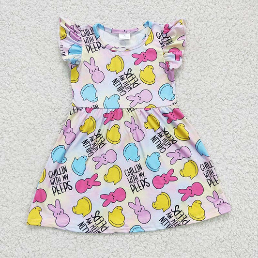 GSD0159 Baby Girl Easter Rabbit Short Sleeves Dress
