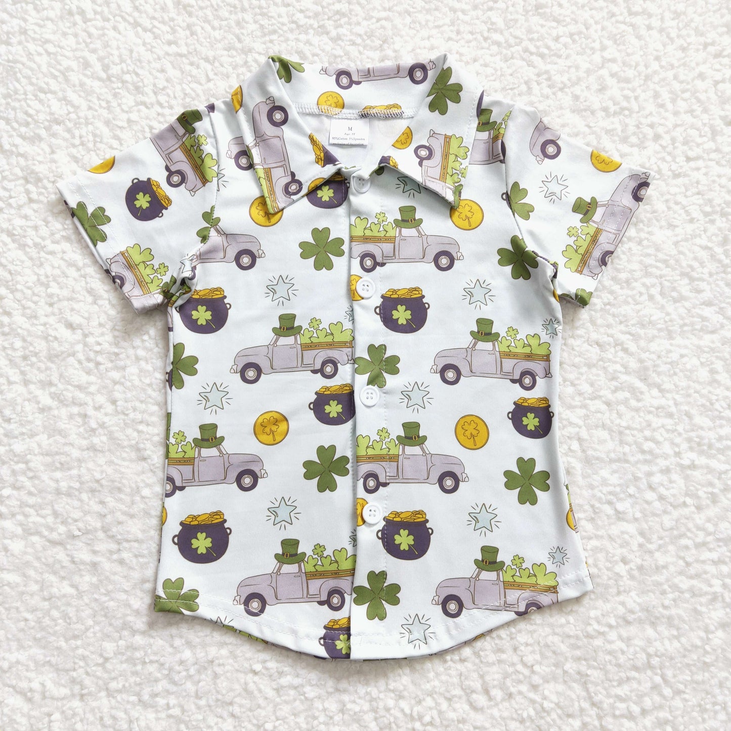 BT0181 Baby Boy St. Patrick's Day Short Sleeves Button Up Shirt