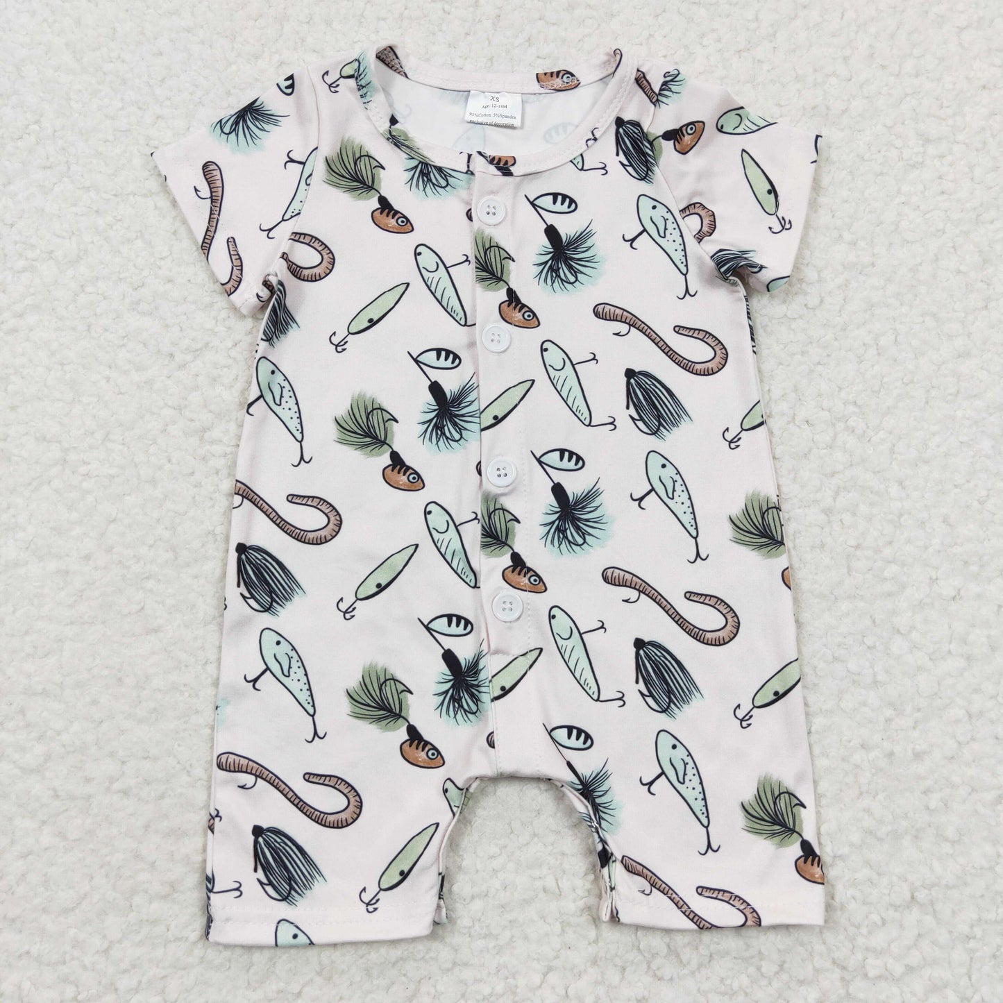 SR0259 Baby Boy Fishing Short Sleeves Summer Cardigan Romper