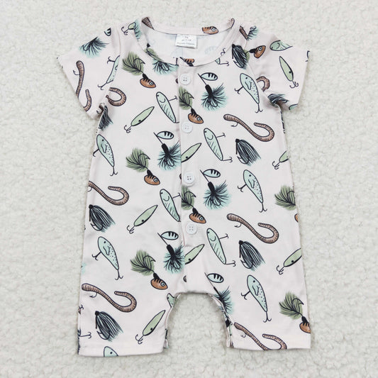SR0259 Baby Boy Fishing Short Sleeves Summer Cardigan Romper