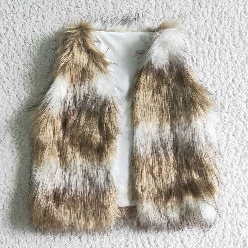 VE0001 Baby Girl Vest Overcoat Foux Fur Winter Coat