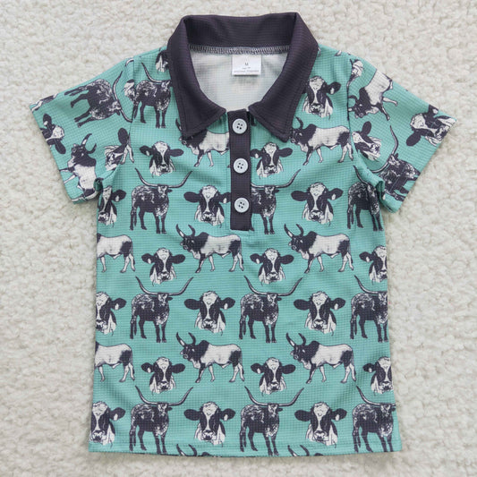 BT0211 Baby Boy Western Cow Short Sleeves Polo Shirt