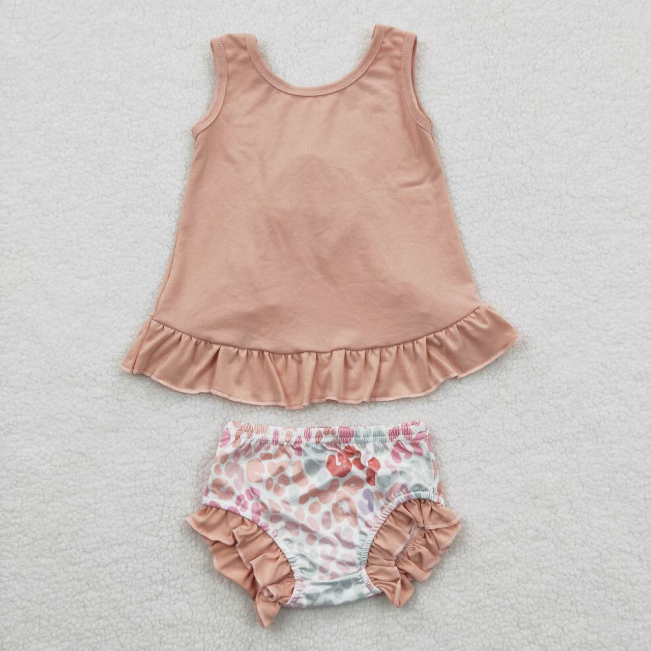 GBO0122 Baby Girl Pink Cotton Tunic Leopard Bummie Summer Outfit