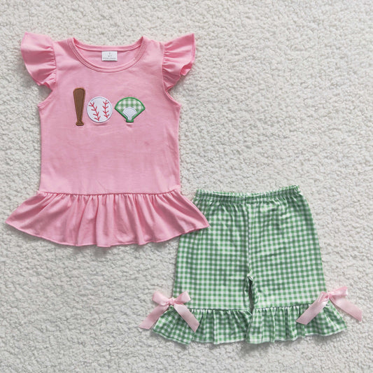 GSSO0205 Baby Baby Girl Baseball Shirt Shorts Summer Outfit