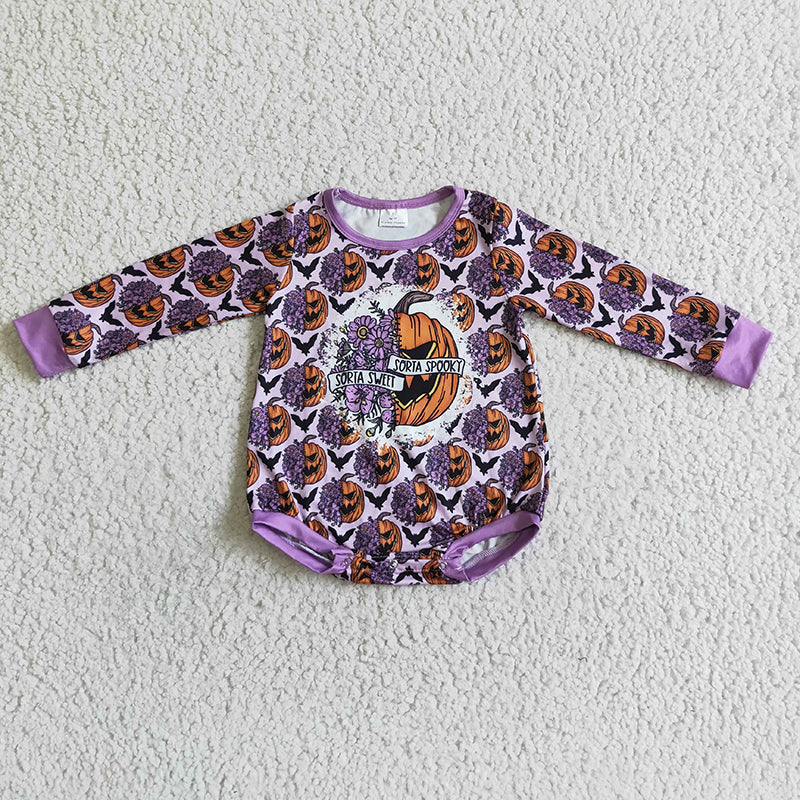 LR0079 Kids Halloween Pumpkin Romper