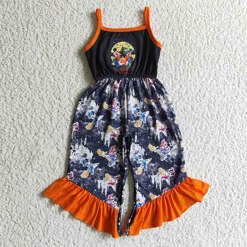 SR0077 Halloween Pumpkin Baby Girl Cartoon Jumpsuit