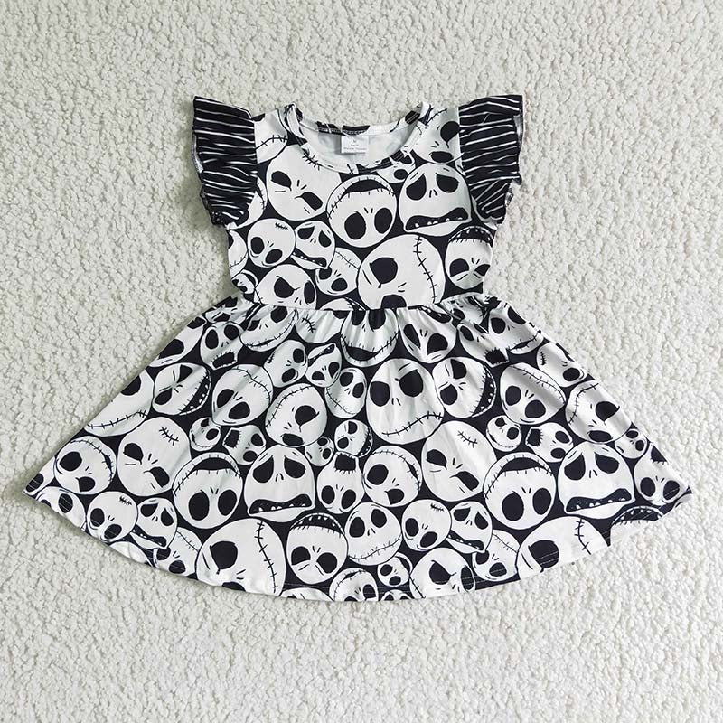 GSD0107 Baby Girl Halloween Skull Twirl Dress