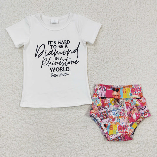 GBO0081 Baby Kids Western Music Short Sleeves Shirt Bummie Summer Outfit