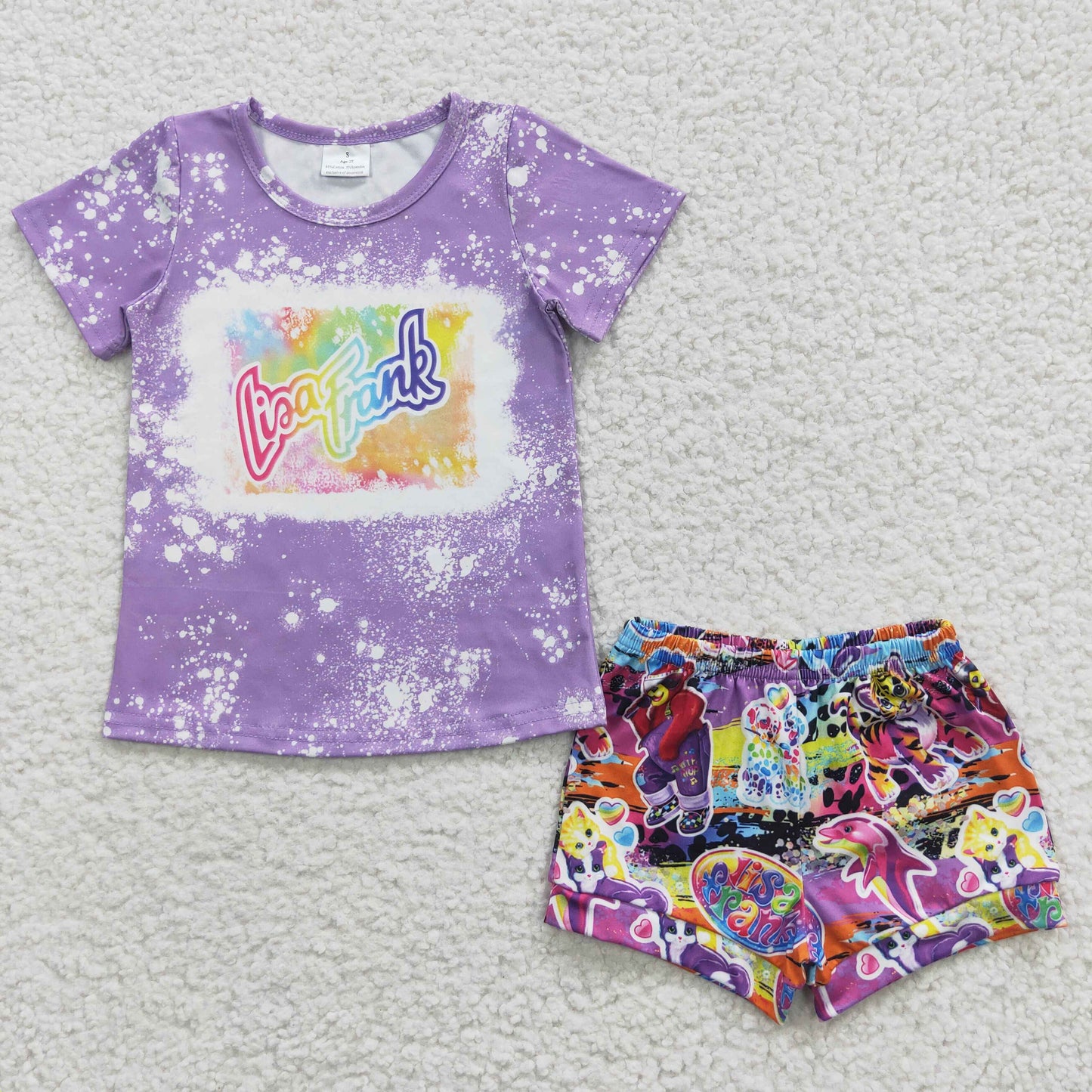 GSSO0227 Baby Girl Summer Purple Short Sleeves Shorts Outfit