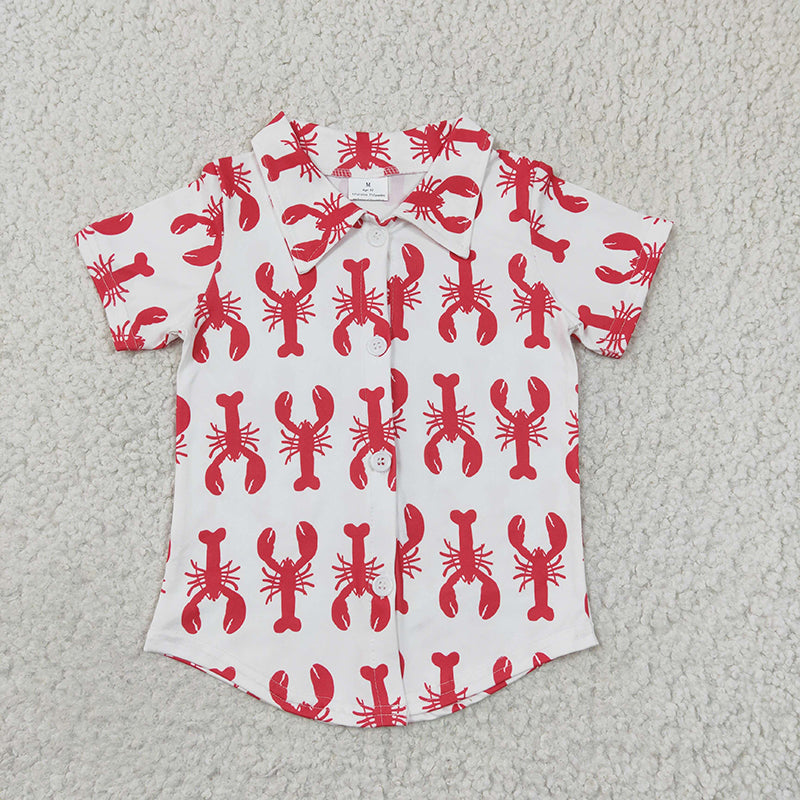 BT0161 Baby Boy Crawfish Short Sleeve Button Up Shirt