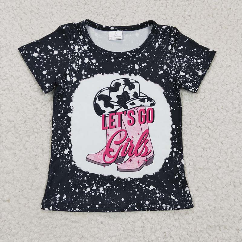 GT0125 Let's Go Girls Black Western Short Sleeves Summer Shirt