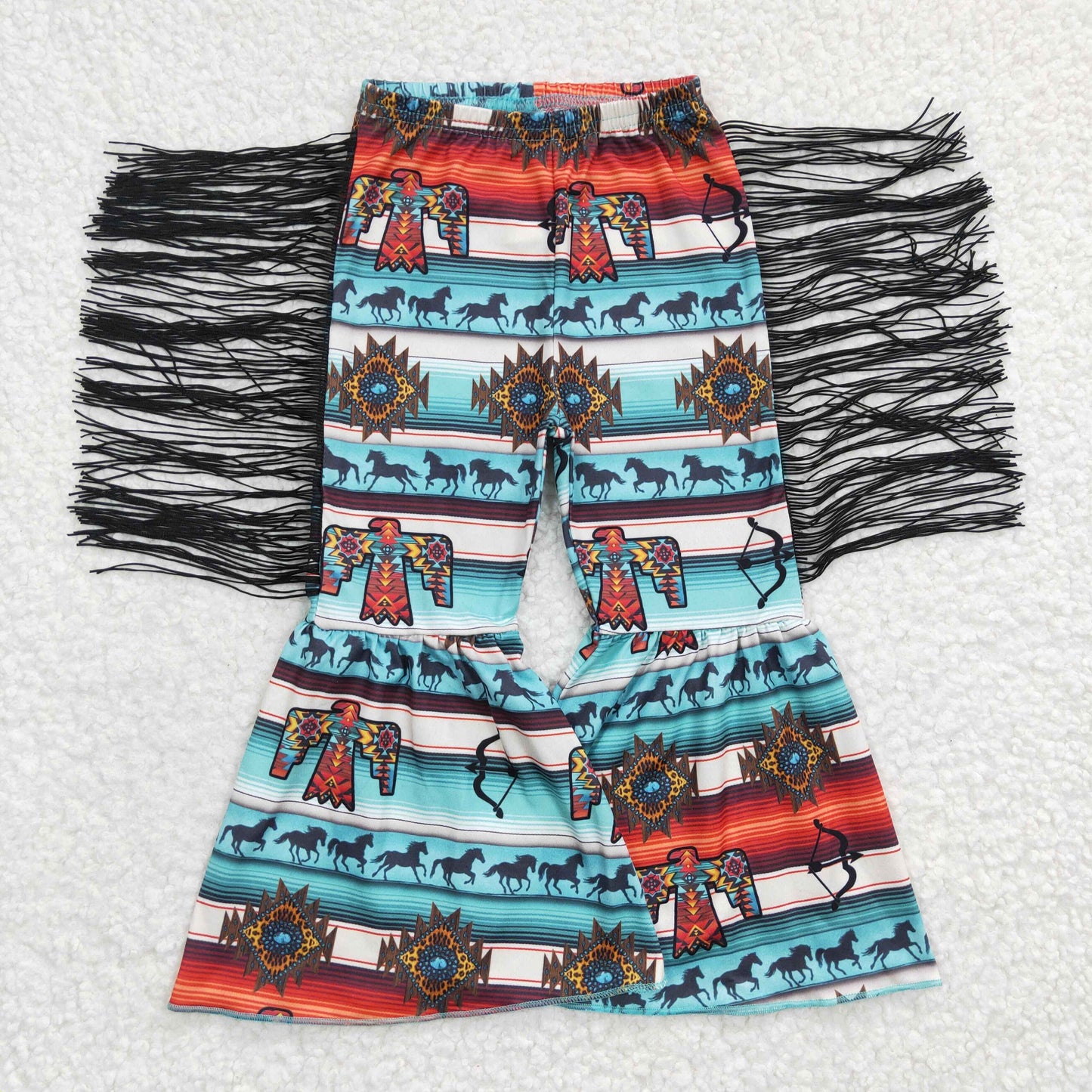 P0081 Baby Girl Western Horse Tassel Bell Pants