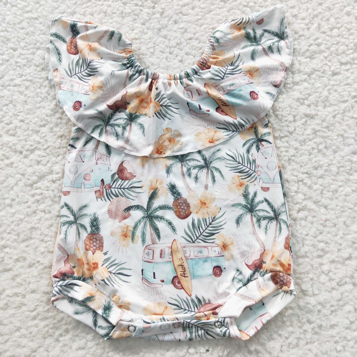 SR0254 Baby Girl Fruit Flower Car Summer Romper