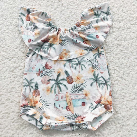 SR0254 Baby Girl Fruit Flower Car Summer Romper