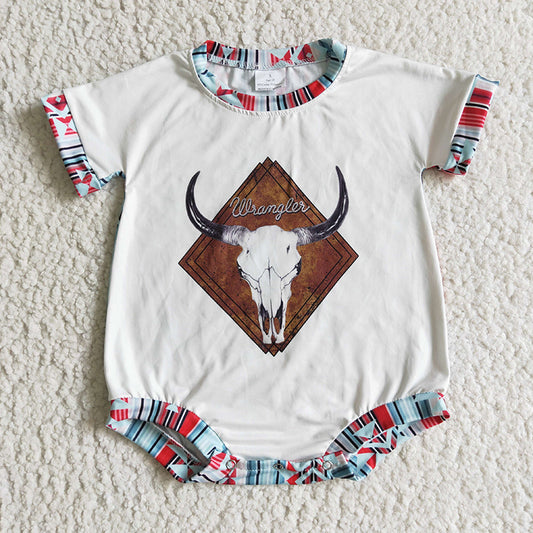 SR0096 Western Cow Baby Boy Girl Romper