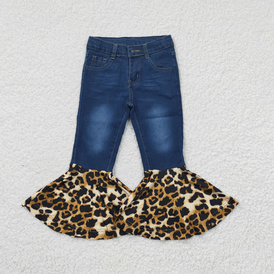 P0116 Baby Girl Leopard Bell Jeans Denim Pants