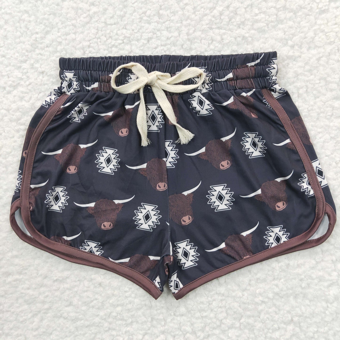 SS0087 Baby Girl Western Cow Floral Summer Running Shorts