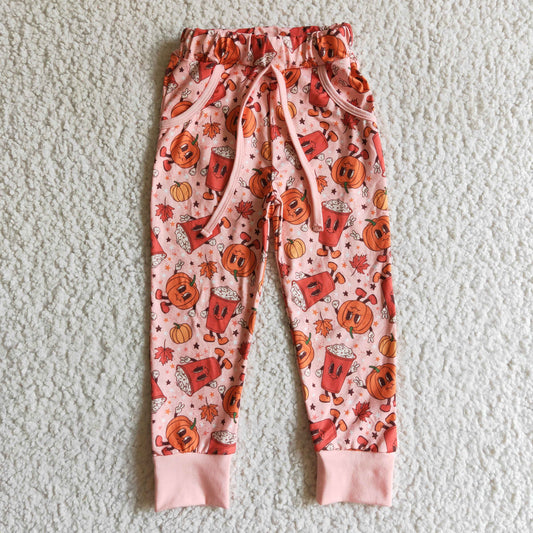 P0026 Baby Girl Halloween Pumpkin Pocket Kids Fall Pants