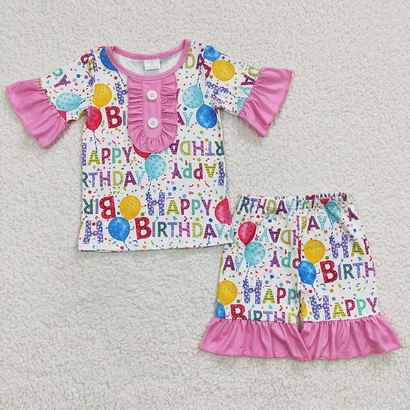 BSSO0180 Summer Baby Boy Short Sleeves Birthday Shirt Shorts Outfit Pajamas