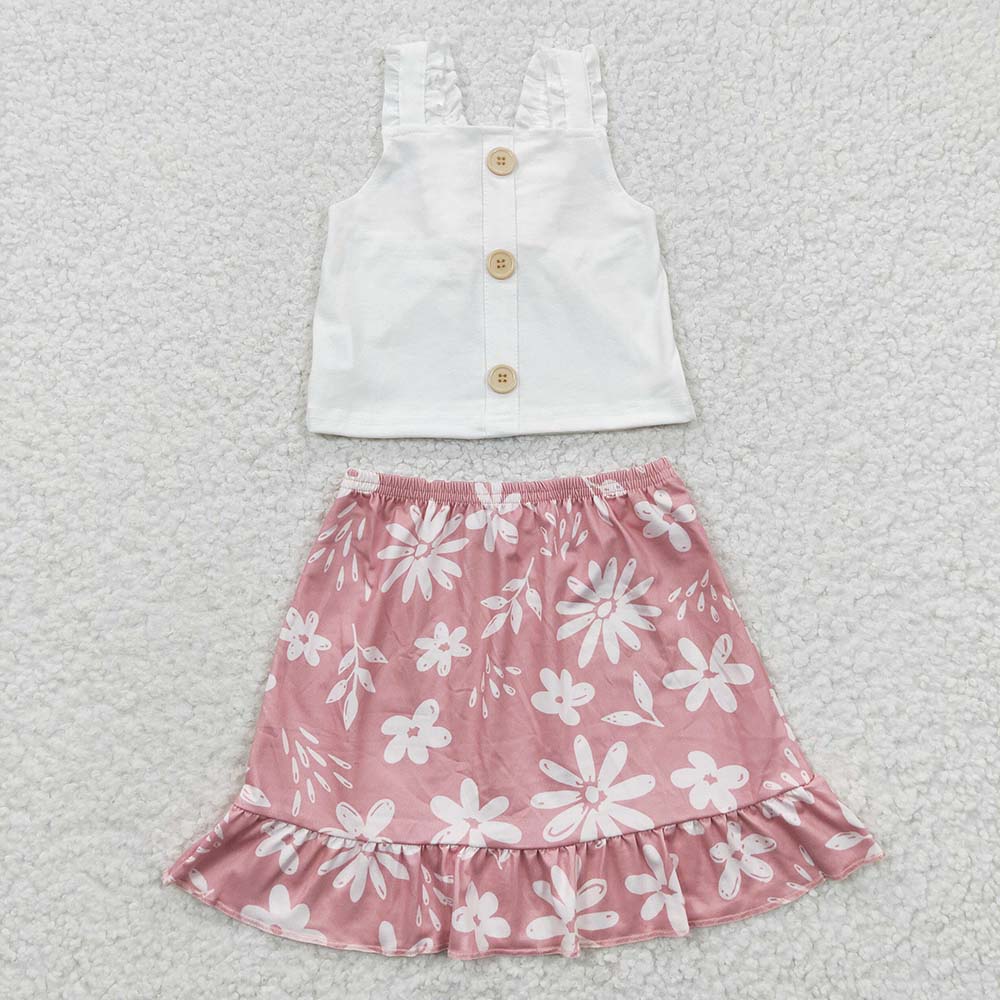 GSD0270 Baby Girl Summer Tank Top Floral Skirt Outfit