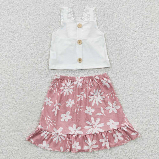 GSD0270 Baby Girl Summer Tank Top Floral Skirt Outfit