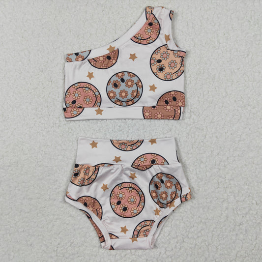 GBO0119 Baby Girl One Shoulder Floral Bummie Summer Outfit