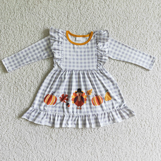 Baby Girl turkey Pumpkin Fall Twirl Dress