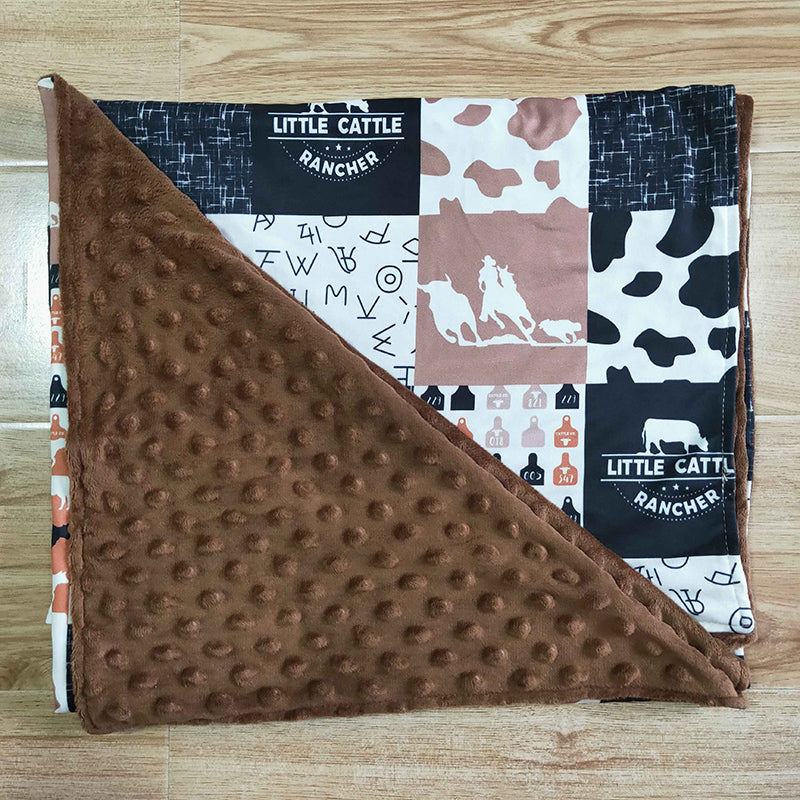 BL0010 Western Cow Baby Boy Girl Blanket