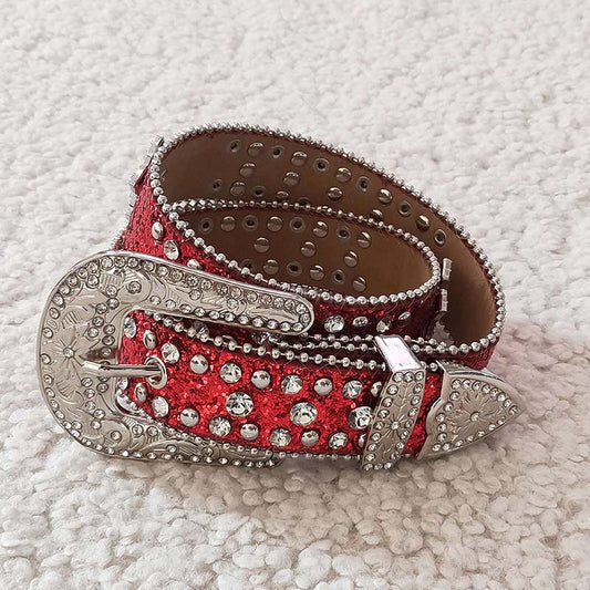 GB0007 Baby Girl Kids Red Rhinestones Belt