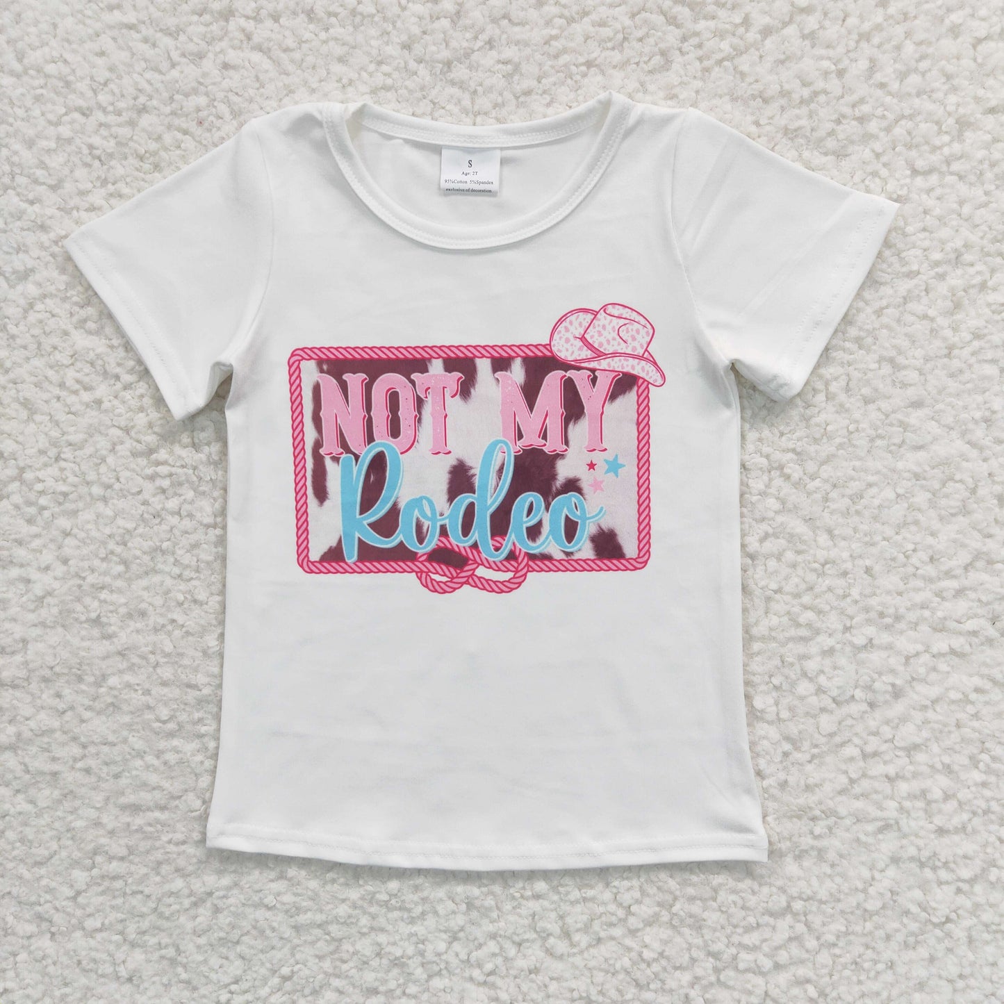 GT0139 Baby Kids Western Hat Summer Short Sleeves Not My Rodeo Top Shirt
