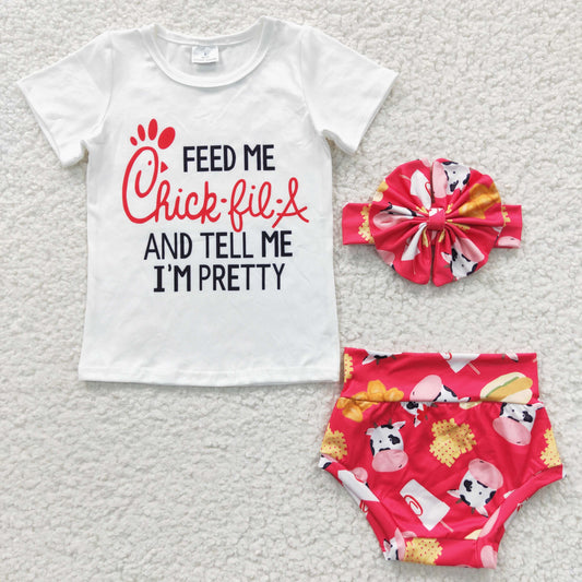 GBO0079 Baby Girl Short Sleeves Shirt Bummie Summer Outfit