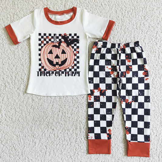 BSPO0028 Halloween Baby Boy Pumpkin Outfit Pajamas