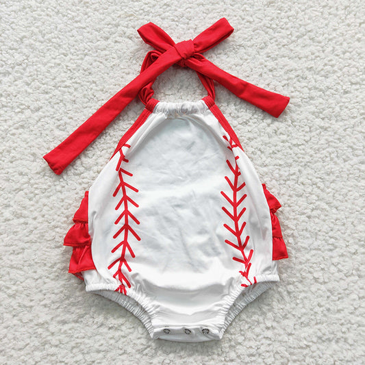 SR0327 Baby Girl Baseball Summer Romper