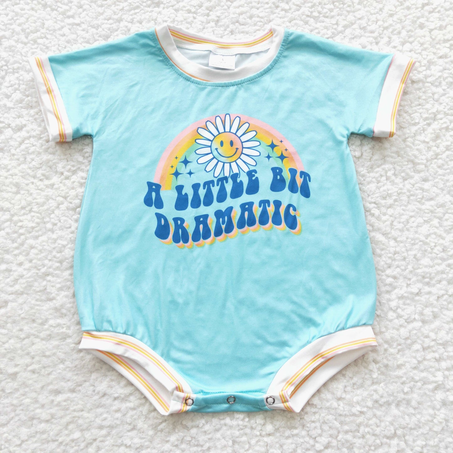 SR0339 Baby Kids Sunflower Rainbow Summer Short Sleeves Romper