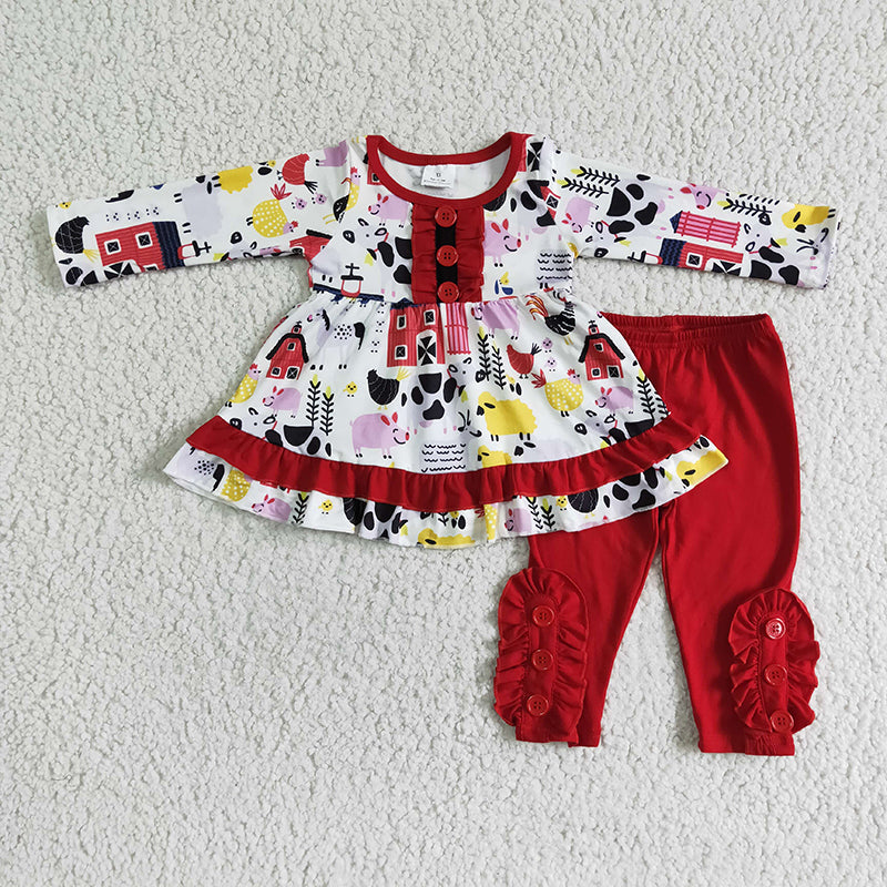 6 A8-17 Baby Girl Farm Fall Pants Outfi