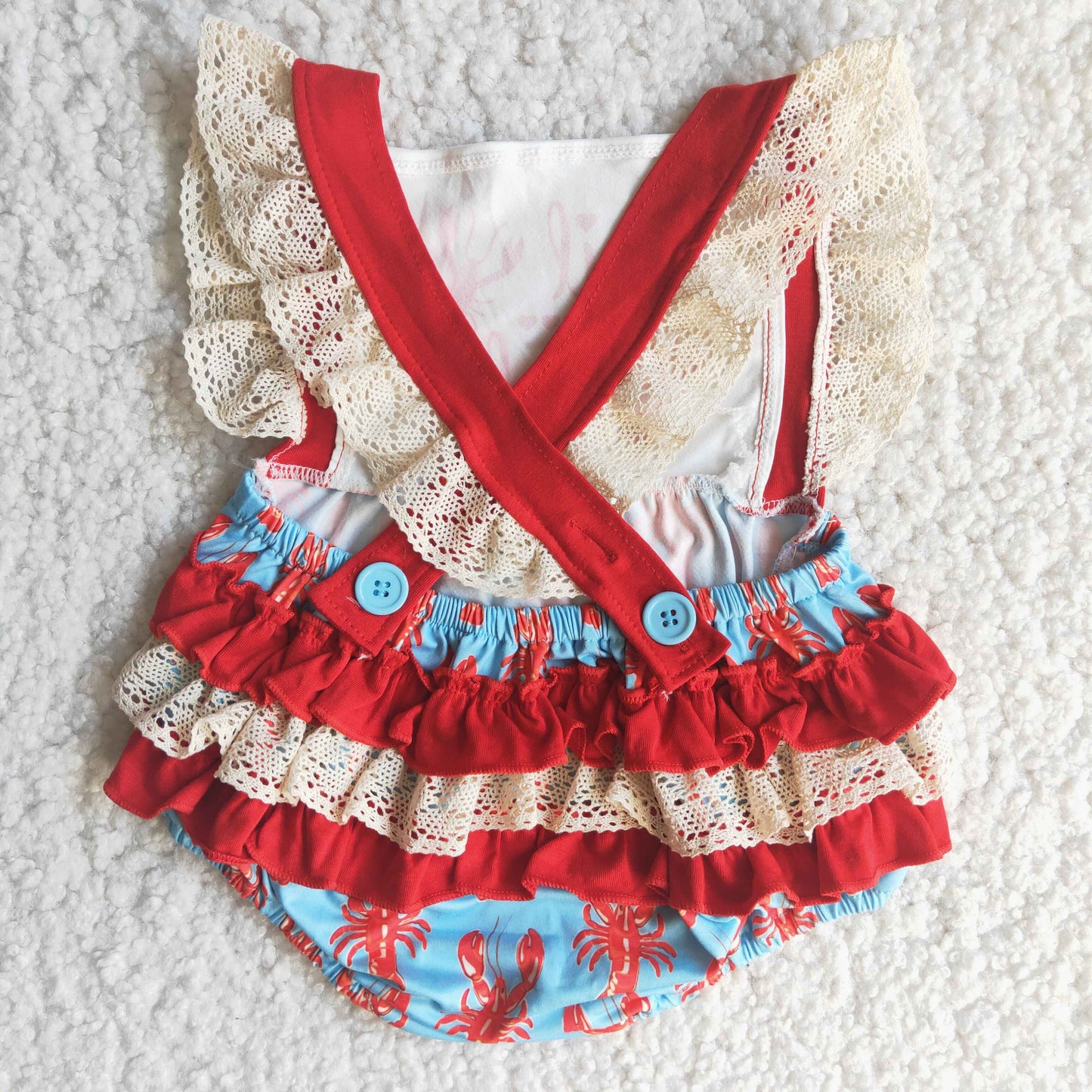 Baby Girl Crawfish Lace Ruffle Romper