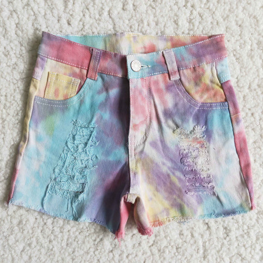 D10-30 Baby Girl Tie Dye Denim Shorts