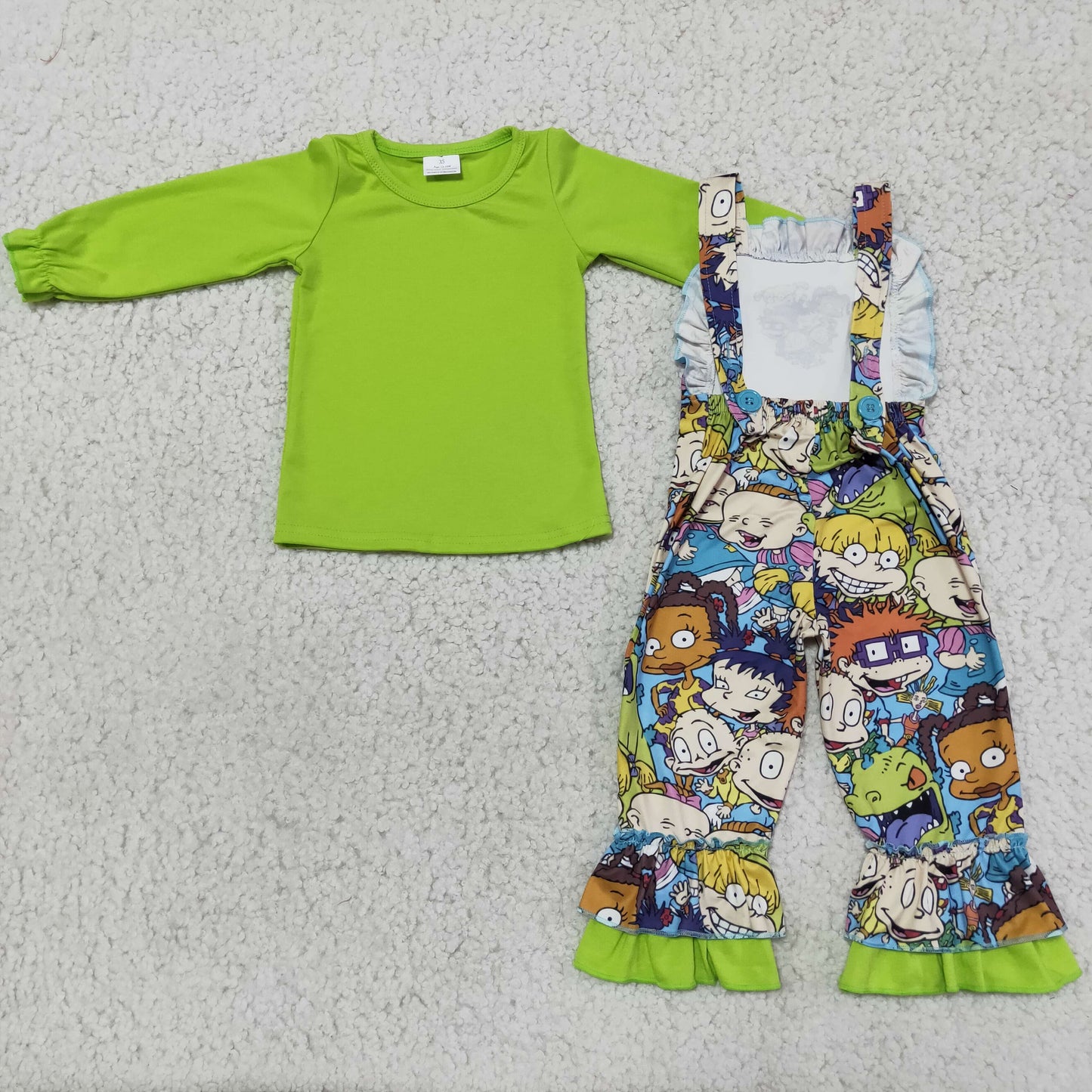 Baby Girl Green Cartoon Overalls Outfit
