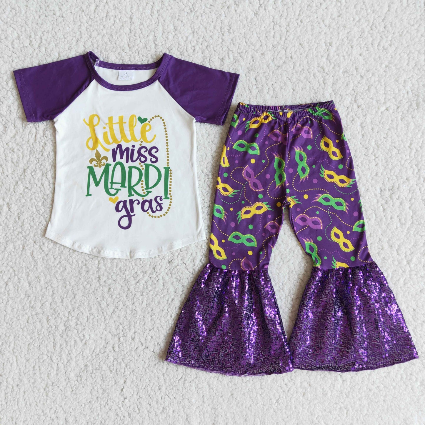 E7-27 Mardi Gras Sequin Bell Pants Set