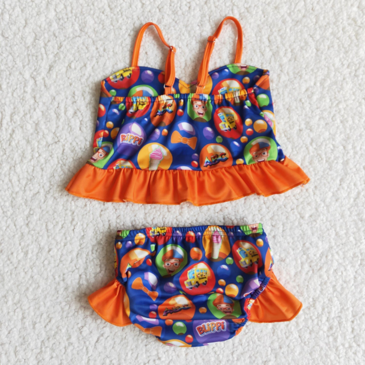 E11-30 Orange Summer Swim Suit Outfit