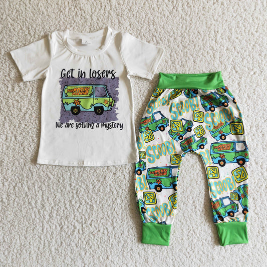 B9-28 Baby Boy Car Green Pants Outfit