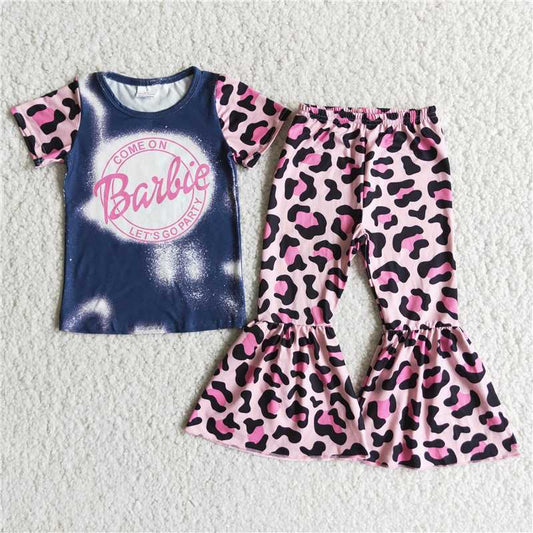 E8-1 Baby Girl Pink Leopard Bell Pants Doll Set