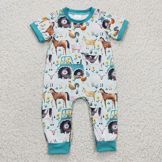 SR0130 Baby Boy Farm Short Sleeves Romper