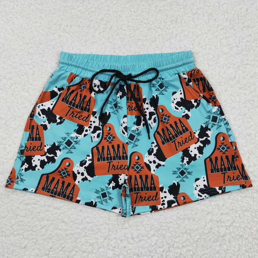 SS0052 Women Summer Western Mama Tried Adult Pocket Shorts