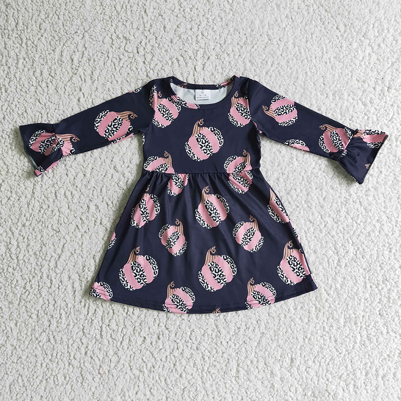 Baby Girl Leopard Pumpkin Fall Twirl Dress