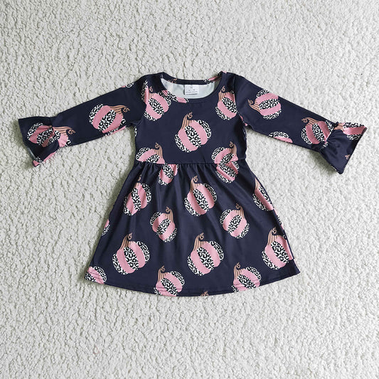 Baby Girl Leopard Pumpkin Fall Twirl Dress