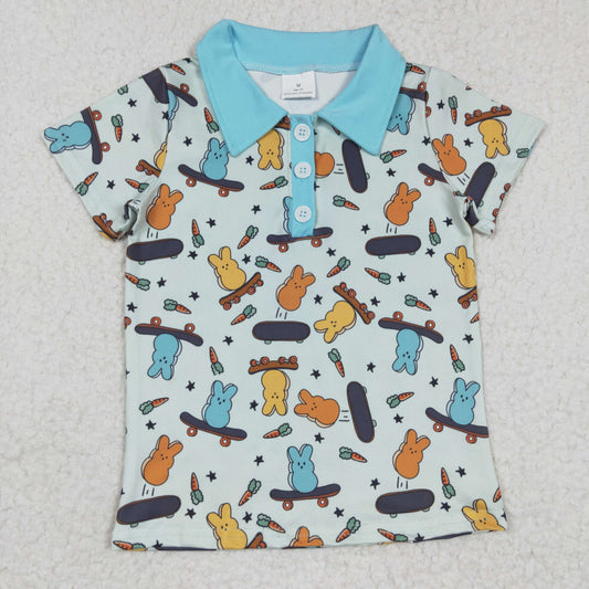 BT0170 Baby Boy Easter Rabbit Bunny Short Sleeves Polo Shirt