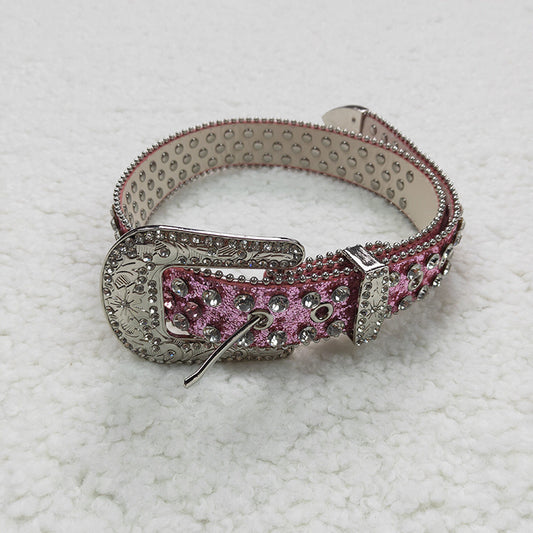 GB0004 Baby Girl Kids Pink Rhinestones Belt