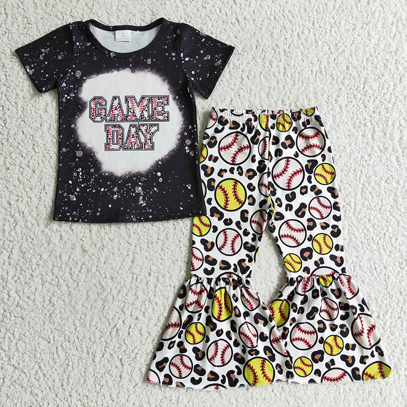 GSPO0214 Baby Girl Game Day Softball baseball Leopard Outfit